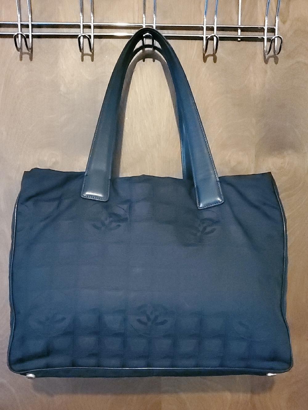 Chanel Travel Line Tote Bag in black nylon jacquard